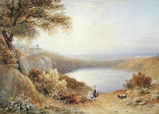 Frederick Nash comparable auction result: frederick nash british 1782 1856 view of lake nemi looking south west towards the town of genzano italy signed lower centre f