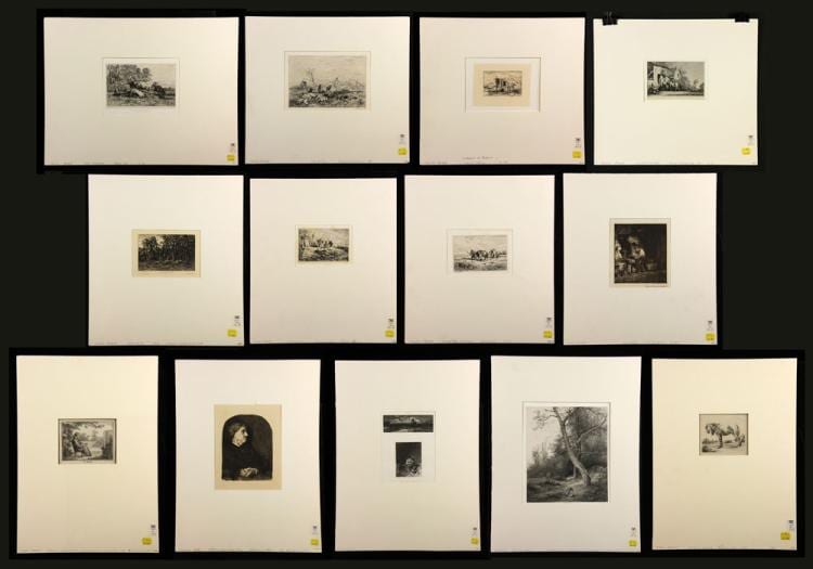 Jacques-Philippe Lebas comparable auction result: 9 original etchings by jacque