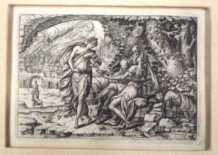 Etienne Delaune comparable auction result: etienne delaune lot and his daughters etching