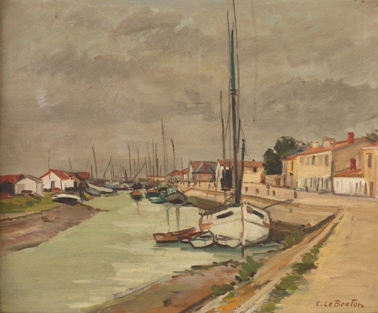 Constant LeBreton comparable auction result: constant le breton 1895 1985 port de peche huile sur toile