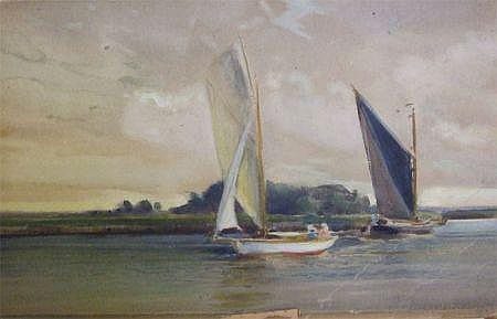 Charles Mayes Wigg comparable auction result: charles mayes wigg watercolour yachts and a