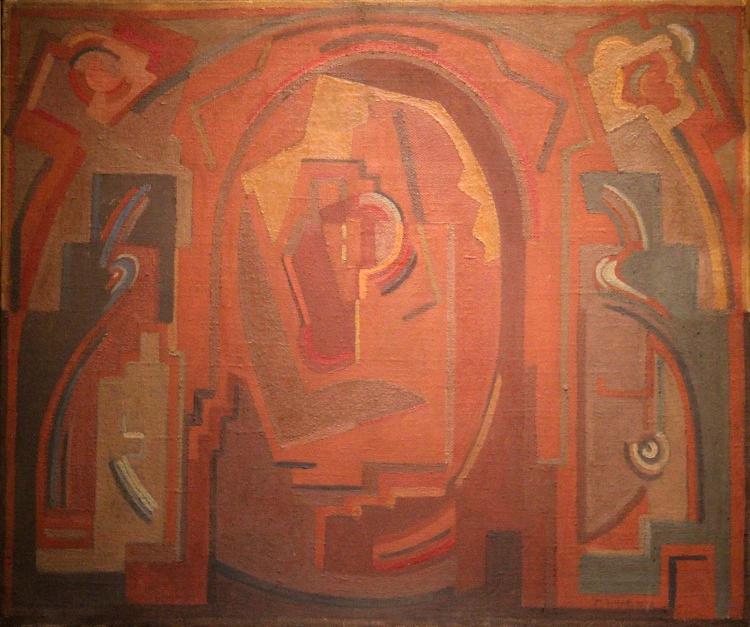 Mainie Jellett, 1897-1944 PAINTING, 1930 Oil on canvas, 30'' x 35.5'' (76 x 90cm), signed and dated 1930 Provenance: Mr & Mrs James Creed Meredith K.C., LL.D. (1875-1942); Thence by descent to the previous owner; Private Collection, Dublin Exhibited: : Irish Art Exhibition, Brussels, May 1930;'Mainie Jellett Retrospective Exhibition', Hugh Lane Gallery Dublin, July - October 1962, catalogue no. 3; Notes: Handwritten label verso reads: 34. / oil / 30 x 36 / A054 / Painting Brussels / Ref Abstract.In 1921 the young Irish artists sold by deVeres, lot 49 — auction record photograph