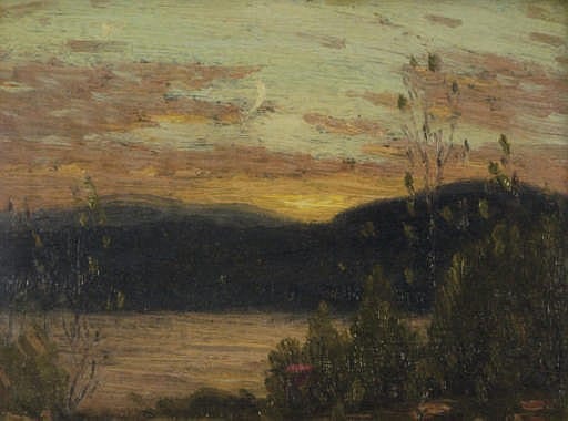 riverbank at sunset · Christie's · 2007-12-13 Gustav Adolph Wiegand comparable auction result: riverbank at sunset
