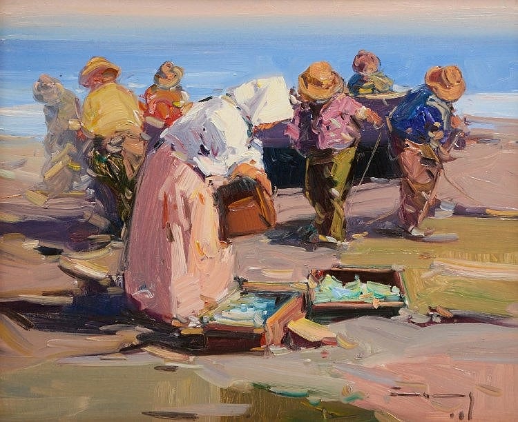 Gabriel Casarrubios comparable auction result: gabriel casarrubios spanish b 1953 sorting the catch signed