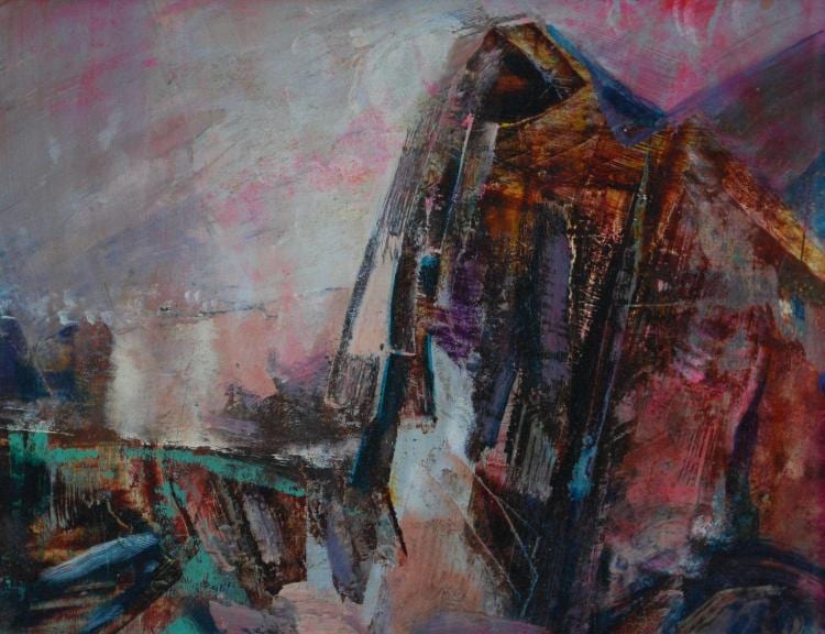 Wladyslaw Dutkiewicz comparable auction result: wladyslaw dutkiewicz 1918 1999 northern landscape mixed media on board 19 x 24cm