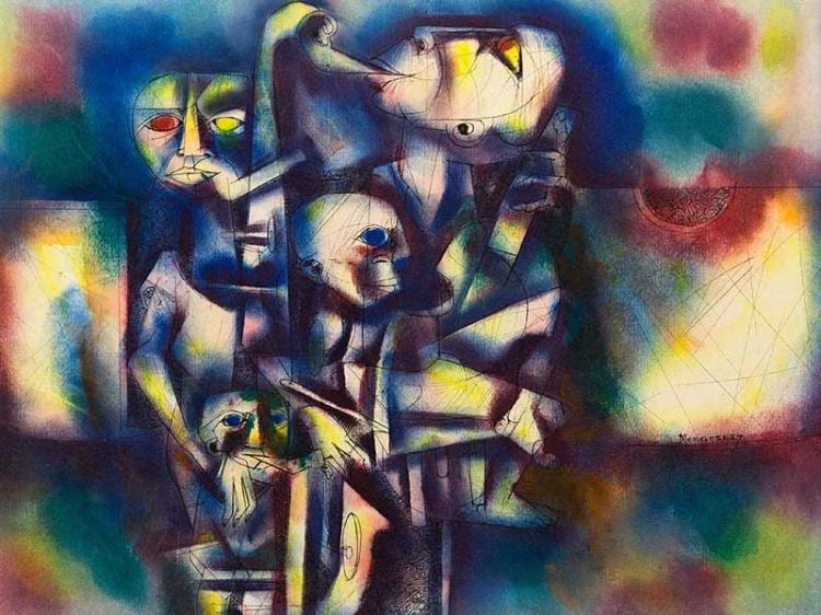 Nathaniel Mokgosi comparable auction result: nathaniel mokgosi sa born 1946 mixed media abstract faces signed 40 x 47 unframed