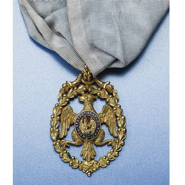 The gold and enamel Washington-Marquis De Lafayette Order of the Society of the Cincinnati comparable sale
