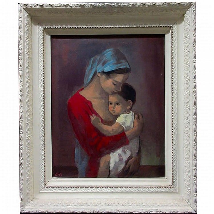 Eric Goldberg comparable auction result: eric goldberg canadian 1890 1969 mother and child oil on canvas signed lower left titled and dated june 11th 195 to artist label verso 20 x 16 50 8 x 40 6 cm