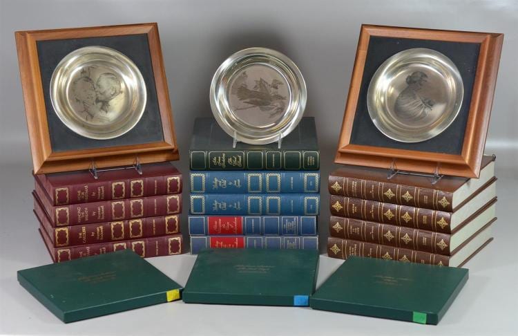 (18) Sterling Silver Franklin Mint collector plates, 5 Norman Rockwell, 4 Jamie Wyeth, 3 Mother and Child, 4 John James Audubon, 2 B... sold by William Bunch Auctions & Appraisals, lot 133A — auction record photograph