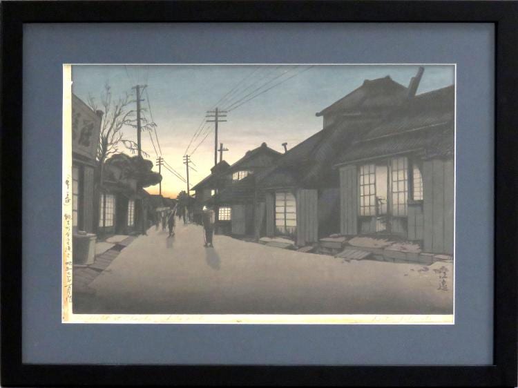 koitsu ishiwata japanese 1897 1987 woodblock print twilight at choshi chita pief signed and titled 1932 framed and glazed 14 x 19 · William J Jenack Auctioneers · 2016-01-03 Koitsu Ishiwata comparable auction result: koitsu ishiwata japanese 1897 1987 woodblock print twilight at choshi chita pief signed and titled 1932 framed and glazed 14 x 19