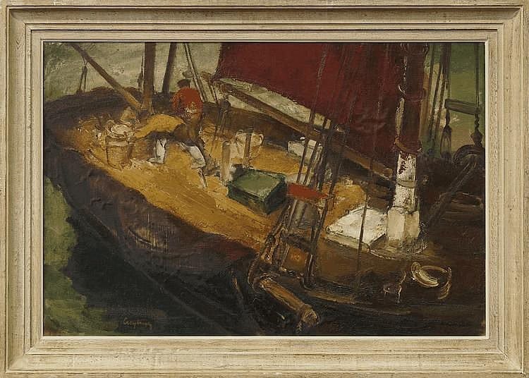 Julien Creytens comparable auction result: julien creytens belgian 1897 1972 fishermen on board ship oil on canvas