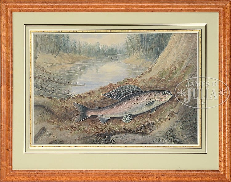 Samuel A. Kilbourne comparable auction result: samuel a kilbourne american 1836 1881 two chromolithographs of fish