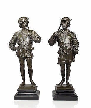 Anatole Guillot comparable auction result: a pair of french patinated bronze figures of soldi