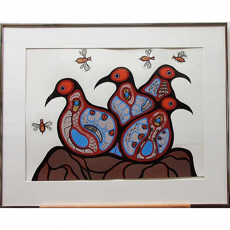 Saul John Williams comparable auction result: saul williams native canadian 1954 baby thunderbirds silkscreen signed titled and numbered 48 125 in pencil sight 17 3 x 23 3