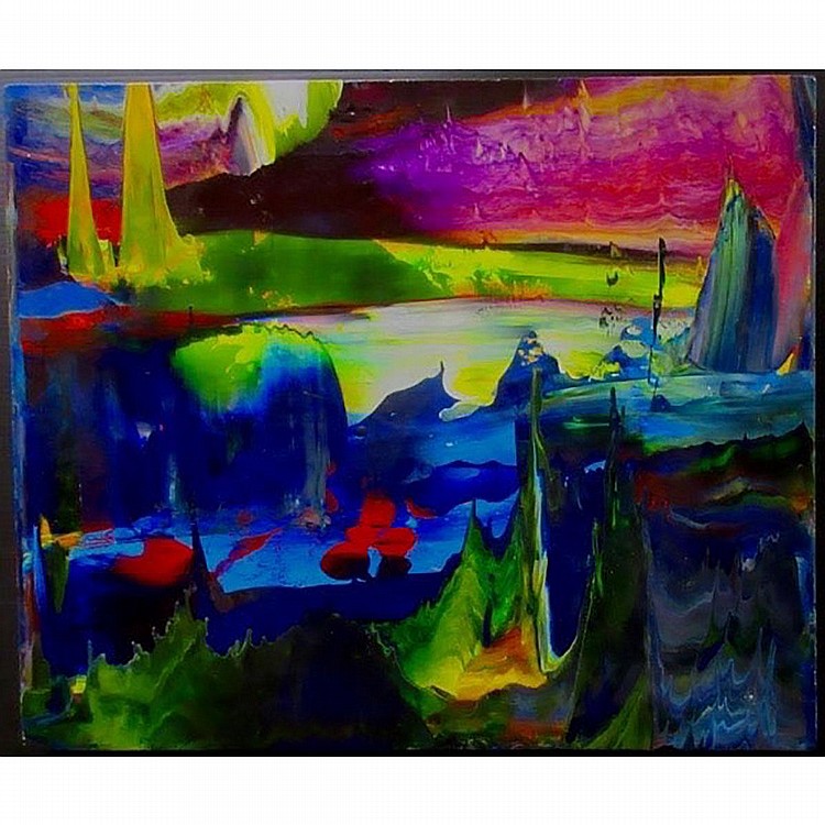Clement Lemieux comparable auction result: clement lemieux canadian 1946 plenitude acrylic on board signed lower left signed and titled to masking tape verso 20 x 24 50 8 x 61 cm