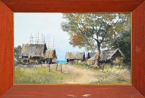 M.L. Poum Malakoul comparable auction result: m l poum malakoul 1910 1973 village life 1965 39 5 x 63 5cm