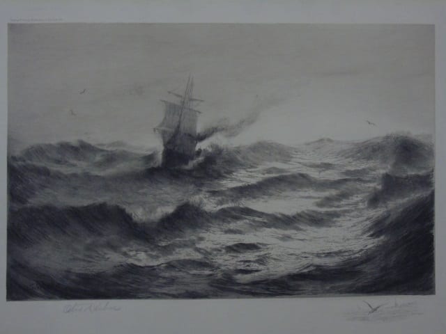 Otis Weber comparable auction result: otis weber 19th c seascape w ship