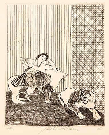 Jan Vermeiren comparable auction result: jan vermeiren south african 1949 untitled woman with animals etching s