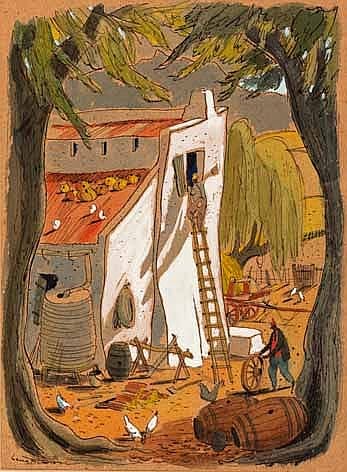 Leng Dixon comparable auction result: leng dixon south african 1916 1968 figures and chickens signed pen ink