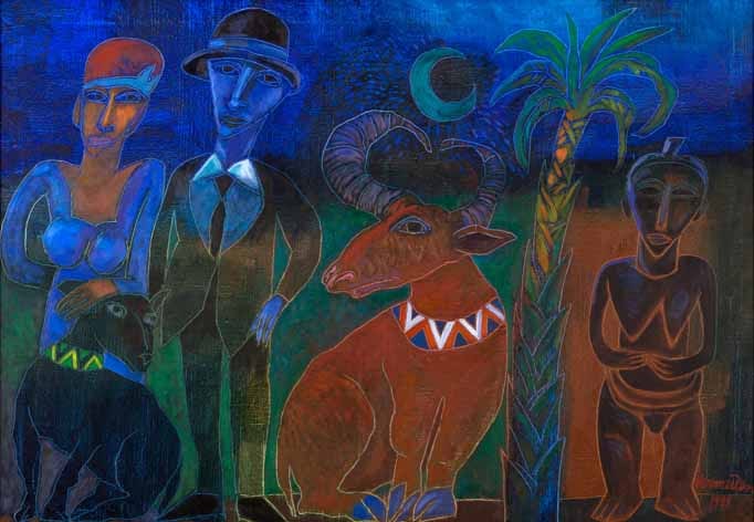 Jan Vermeiren comparable auction result: jan vermeiren south african 1949 figures and an african sculpture signe