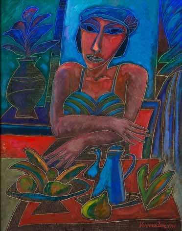 Jan Vermeiren comparable auction result: jan vermeiren south african 1949 figure and fruit signed and dated 1999