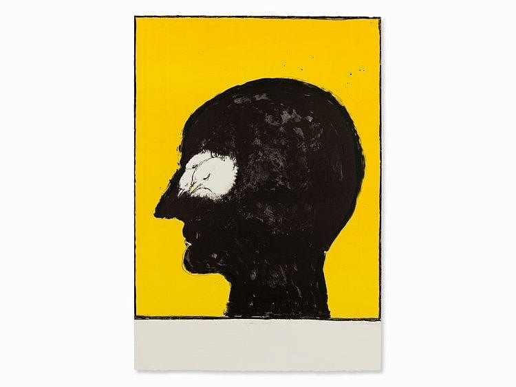 Siegfried Kaden comparable auction result: siegfried kaden pigeon head lithograph switzerland 1990