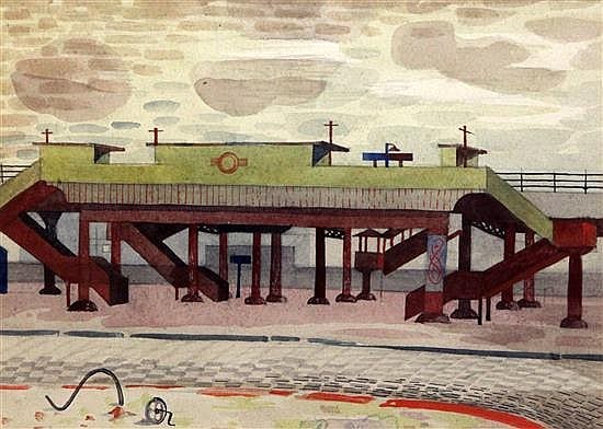 Mary Adshead comparable auction result: mary adshead 1904 1995 elevated railway lines 7 5 x 10 25in