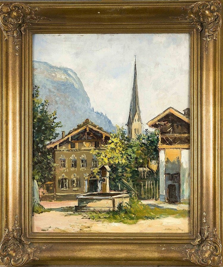 Jakob Weitz comparable auction result: jacob weitz 1888 1971 maler der d sseldorfer schule bayrisches dorf mit brunnen und gasthof zum husaren l hartfaser u re sign 49 x 40 cm ger 63 x 53 cm