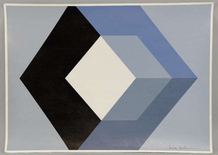 Paula Kadunc comparable auction result: paula kadunc abstract composition acrylic signed dated and inscribed verso 35cm x 48cm