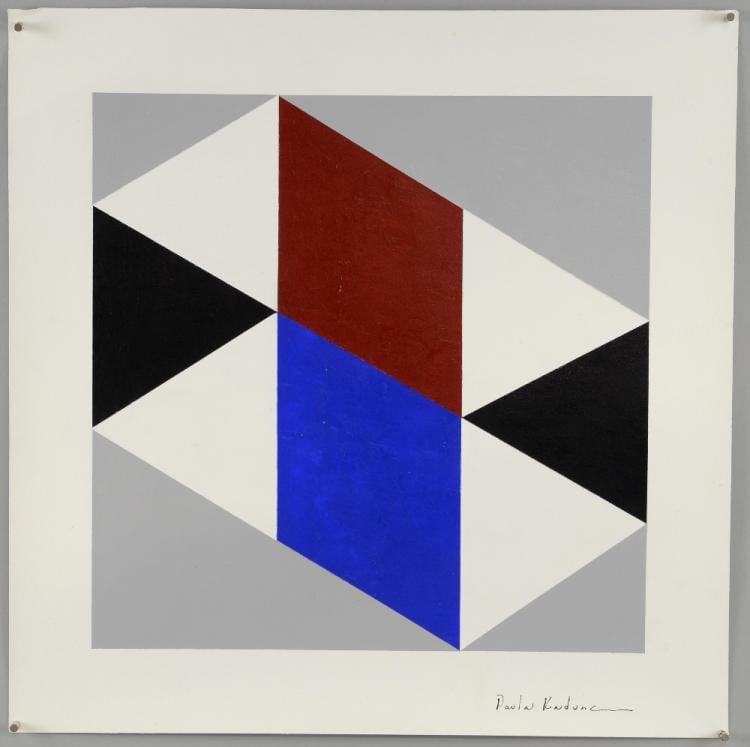 Paula Kadunc comparable auction result: paula kadunc abstract composition acrylic signed dated and inscribed verso 35cm x 35cm