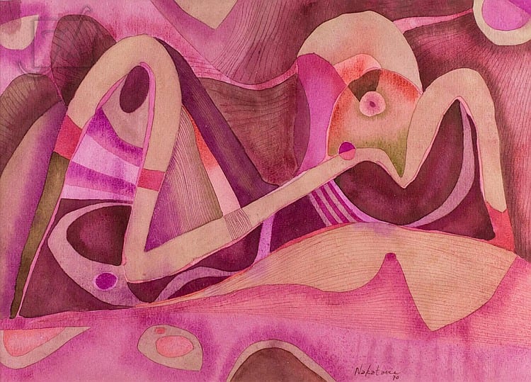 Carlos Nakatani comparable auction result: carlos nakatani 1934 2004 abstract watercolor