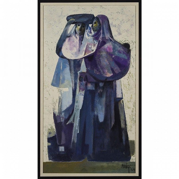 juan chamizo 1921 two women water carriers 1963 oil on canvas signed and dated 63 lower right 35 5 x 19 75 90 2 x 50 2 cm · Waddington's · 2016-02-25 Juan Chamizo comparable auction result: juan chamizo 1921 two women water carriers 1963 oil on canvas signed and dated 63 lower right 35 5 x 19 75 90 2 x 50 2 cm