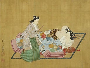 Miyagawa Choshun comparable auction result: miyagawa choshun 1683 1753 a rare and important nanshoku male male shunga handscroll edo period 1615 1868