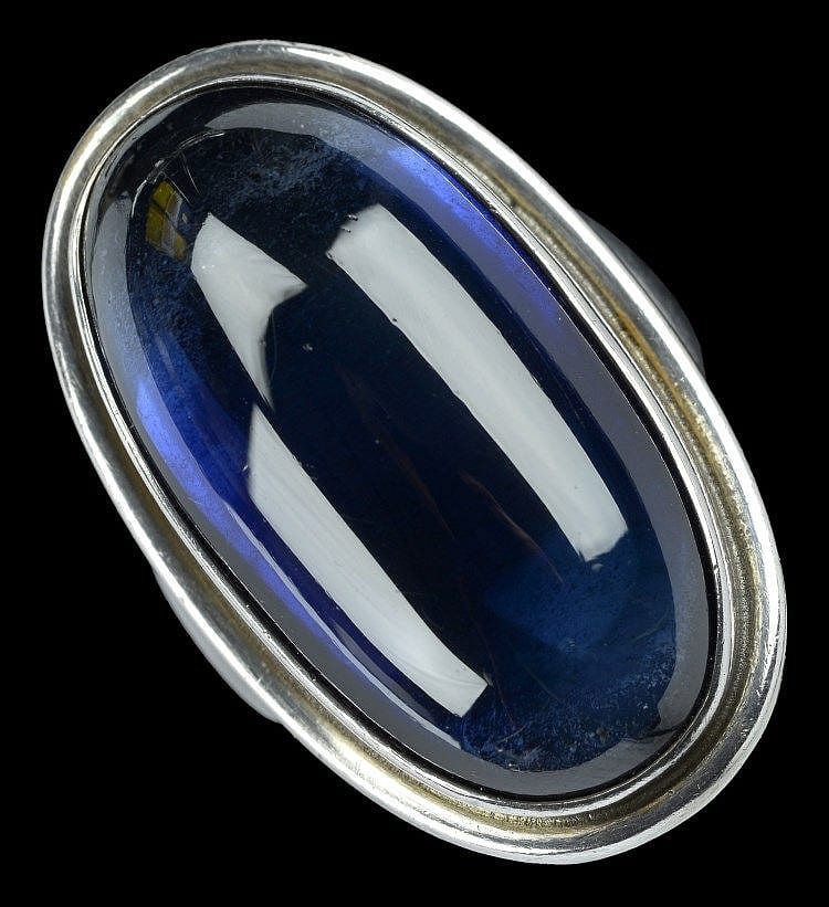 a large silver and synthetic sapphire ring by har · Noonans Mayfair · 2016-03-15 Harley (1908) Griffiths comparable auction result: a large silver and synthetic sapphire ring by har