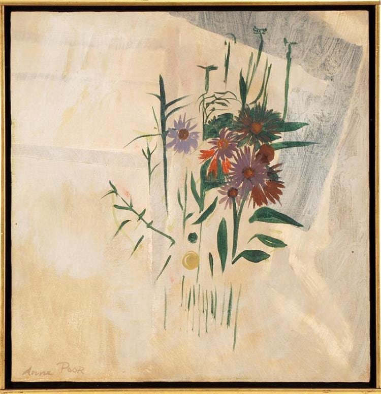 Anne Poor comparable auction result: anne poor new york 1918 2002 asters i oil on panel 16 5 x 16 framed 17 5 x 17