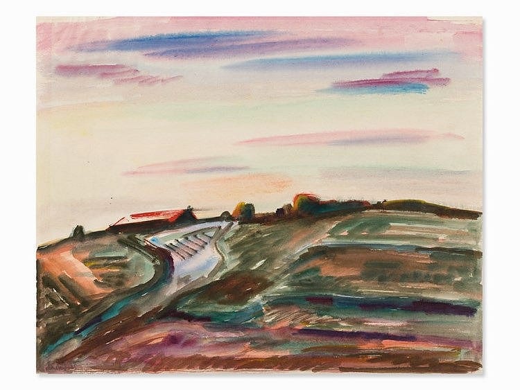 Josef Karl Nerud comparable auction result: josef karl nerud 1900 1982 landscape watercolor 1945