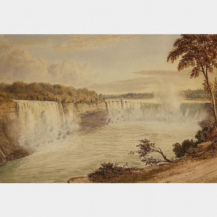 john herbert caddy view of niagara falls watercolour laid down on card 14 ins x 20 ins 35 6 cms x 50 8 cms · Waddington's · 2016-03-17 John Herbert Caddy comparable auction result: john herbert caddy view of niagara falls watercolour laid down on card 14 ins x 20 ins 35 6 cms x 50 8 cms