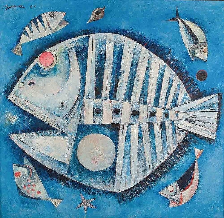 Ang Kiukok -White Fish in Blue comparable sale