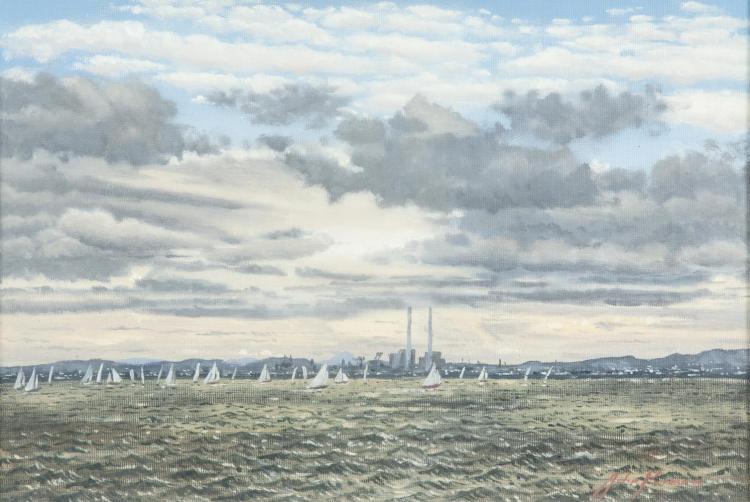 John Kirwan comparable auction result: john kirwan b 1956 yachting on dublin bayoil on board 25 x 36cm 9 x 14 signed and dated 1998