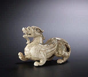 A Rare Jade Carving Of A Chimera, BIXIE Han Dynasty or later Carefully carved in mid-stride with wi comparable sale
