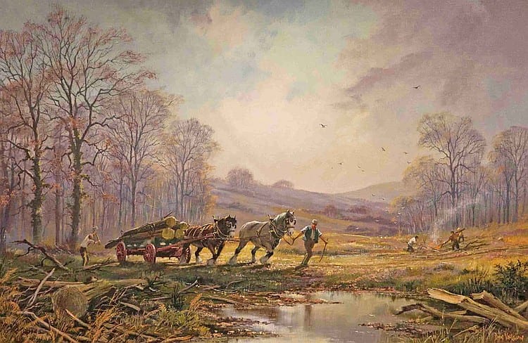 Don Vaughan comparable auction result: don vaughan b 1916 the loggers o o c signed lower right 23in 59cm