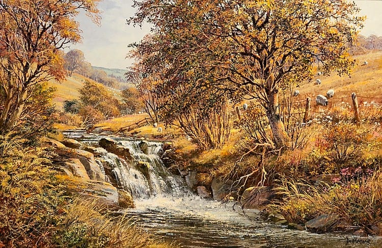 Don Vaughan comparable auction result: don vaughan b 1916 river landscape depicting sheep grazing o o c s