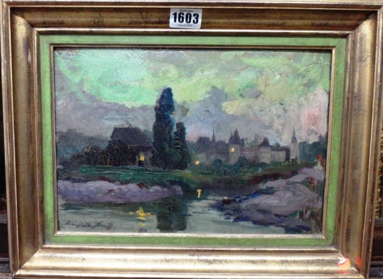 jeno karpathy 1871 1950 distant town scene at dusk oil on board signed · Bellmans Auctioneers · 2016-03-16 Jeno Karpathy comparable auction result: jeno karpathy 1871 1950 distant town scene at dusk oil on board signed
