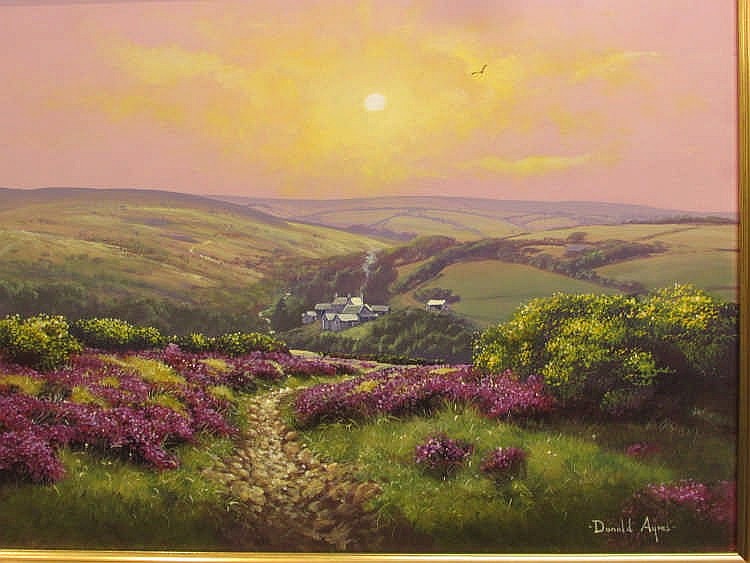 Donald Ayres comparable auction result: donald ayres anstey common with zeal farm oil on board 29cm x 39 5cm