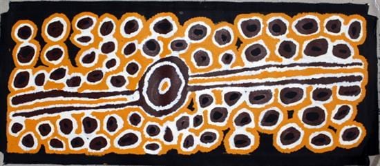 Alice Nampitjinpa comparable auction result: alice nampitjinpa b c 1943 porcipine at the waterhole acrylic on belguim linen