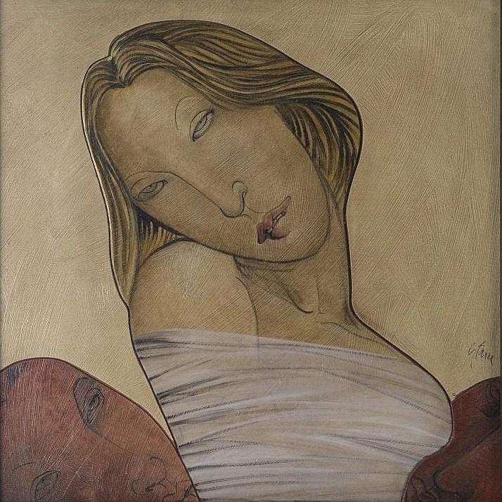 Jean-Pierre Ceytaire comparable auction result: jean pierre ceytaire ne en 1946 femme robe blanche et deux sanguins