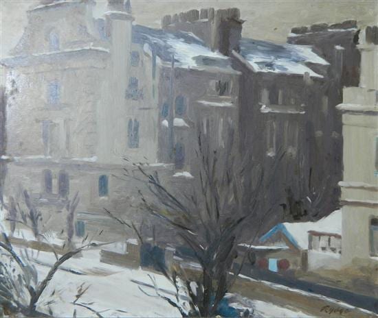 Albert Rydge comparable auction result: albert rydge 1903 1971 snow in london notting hill gate 1954 oil on board