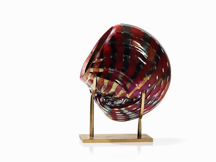 Jack Ink comparable auction result: jack ink glass sculpture red nautilus austria c 1990