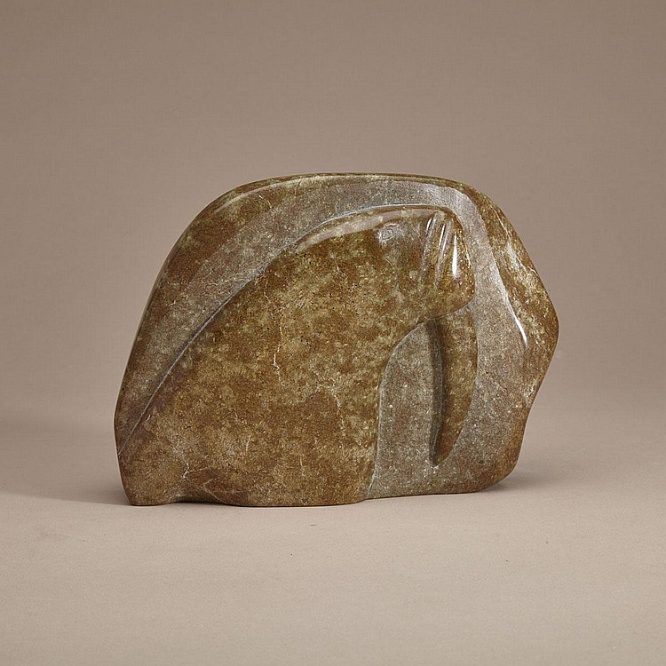Davidee Itulu comparable auction result: davidee itulu 1929 2006 dual sided relief carved panel with arctic animals stone 5 25 x 7 5 x 1 5 13 3 x 19 1 x 3 8 cm