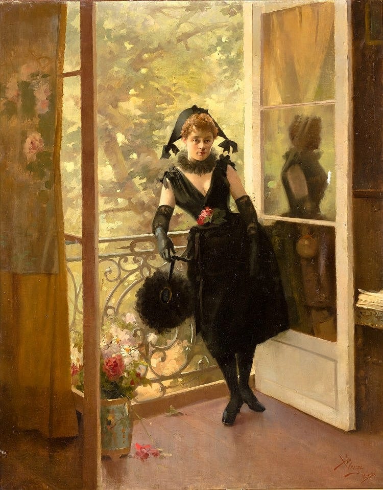 Jose (1844) Villegas comparable auction result: dama en el balc n